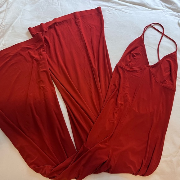 Norma Kamali Low Back Slip Jumpsuit Cinnamon Orange Size Small - Picture 2 of 8